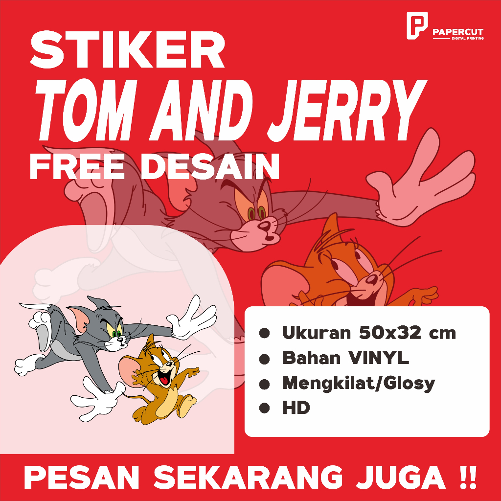 

STICKER Vinyl TOM AND JERRY Ukuran 50x32 cm