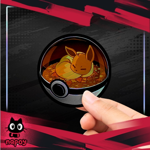 

Stiker Hologram Anime Pokemon Eevee Sleep Poke Ball