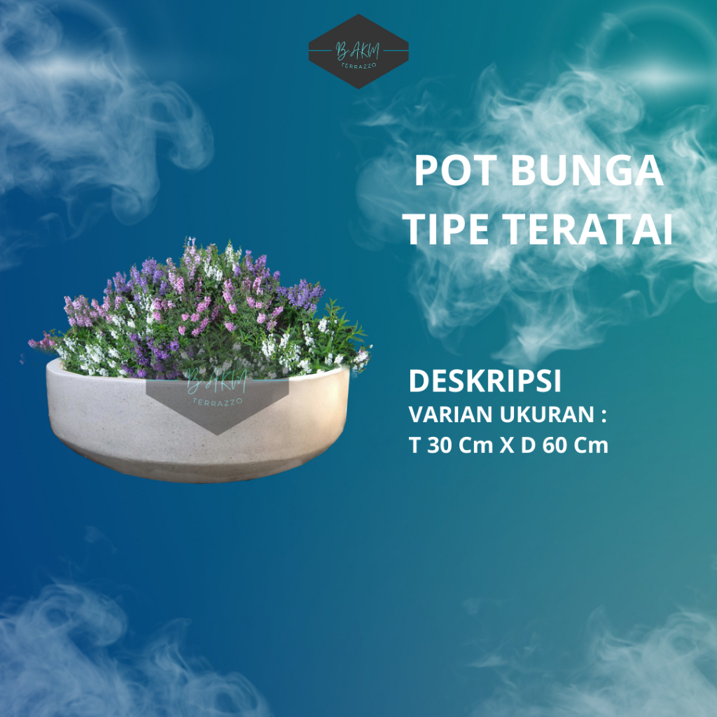 BAK AIR KAMAR MANDI | POT KERAMIK MARMER | TERRAZZO | TERASO POT MINIMALIS | POT BUNGA TIPE TERATAI