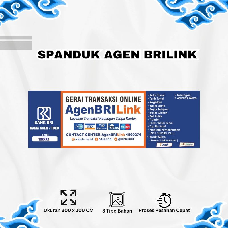 Spanduk Brilink Banner agen Bank BRI Desain Terbaru ukuran 300 x 100 CM