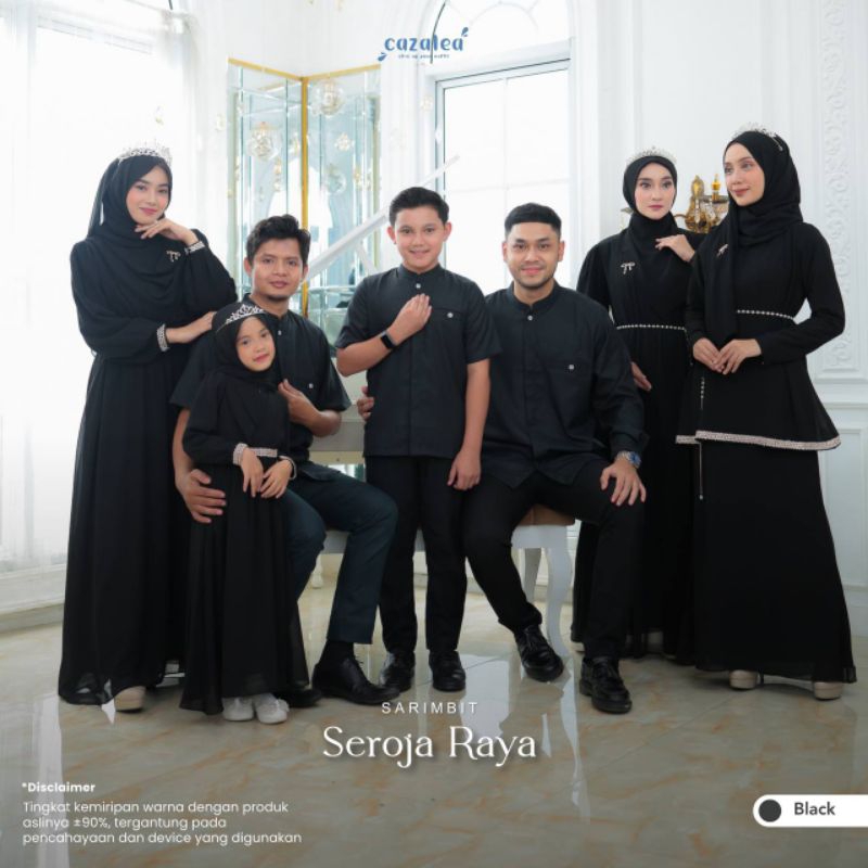 SARIMBIT 2025 SEROJA RAYA BY CAZALEA WARNA BLACK KHUSUS GAMIS BAJU LEBARAN 2025