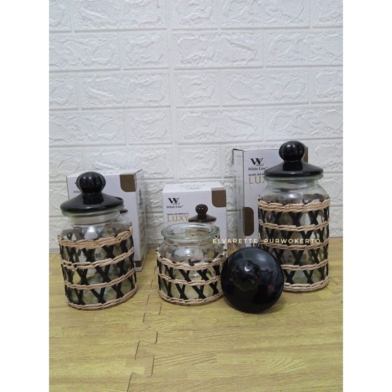 Toples Kaca MMS Toples Kaca Montella Luxy Black Set of 3 Pcs