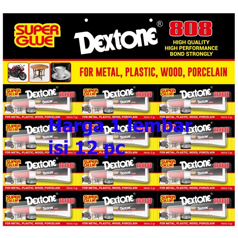 

Dextone 808 12pc Lem Super Glue Superglue Powerglue Power Korea 3 gr