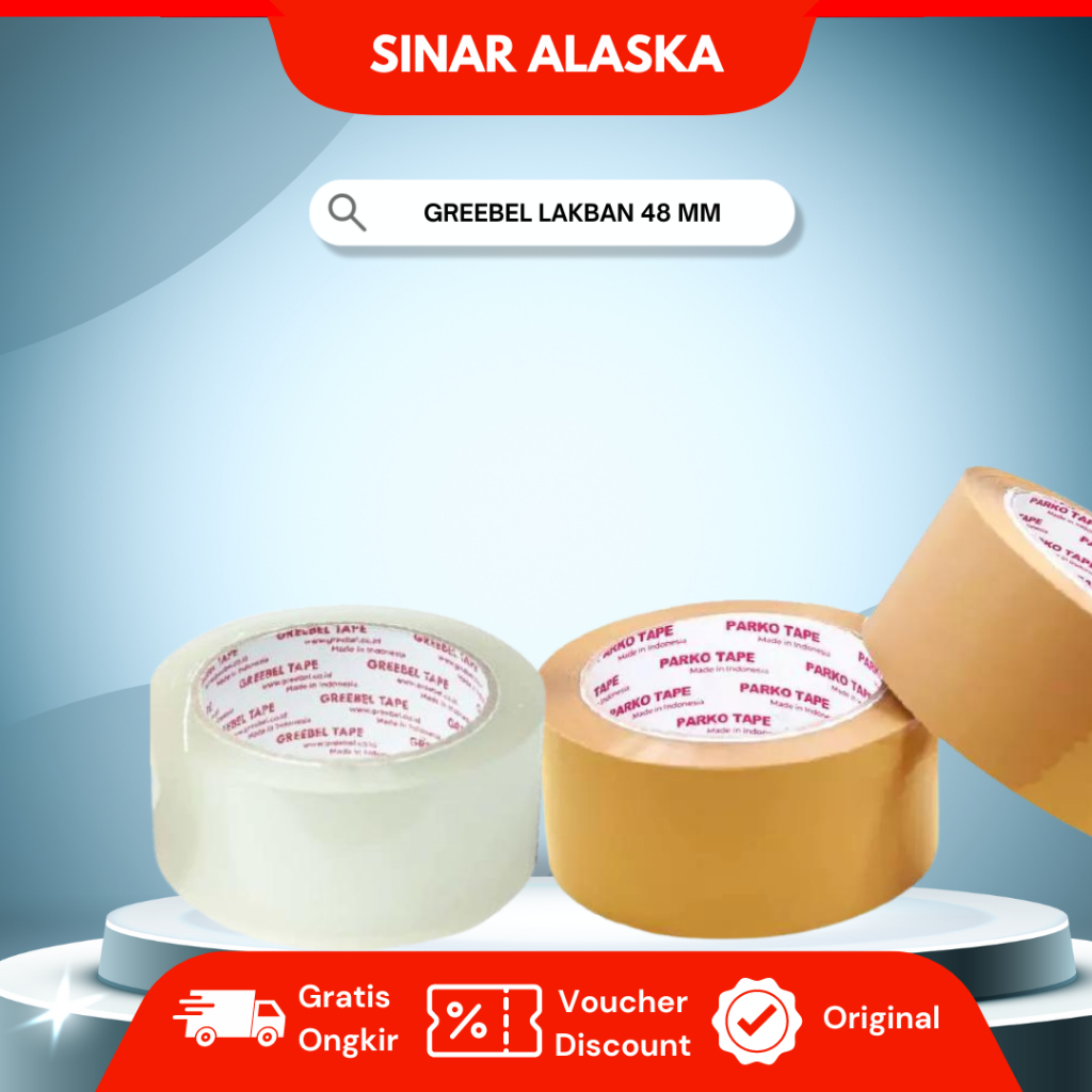 

GREEBEL Lakban Coklat Bening 48 MM / Clear Isolasi Tape Lakban Tape Bening / Isolasi Tape Lakban Coklat