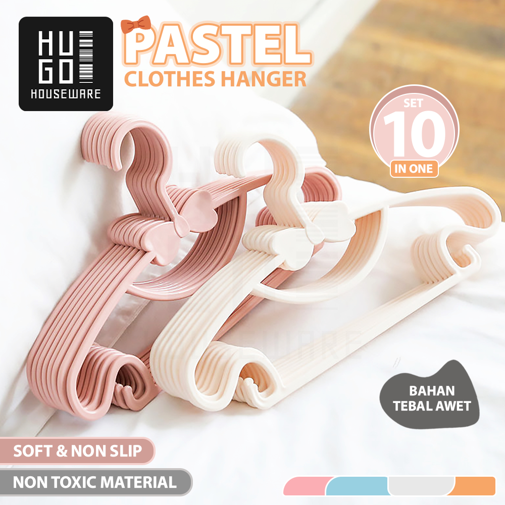 HUGO Hanger Gantungan Baju Anak Isi 10 Pcs Gantungan Pakaian Bayi Balita Serbaguna Hanger Plastik Ke