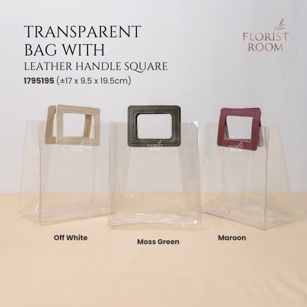

HANYA TAS - Transparent Bag with leather Handle SQUARE Kode = 1795195 - Tas Hamper Goodie Bag