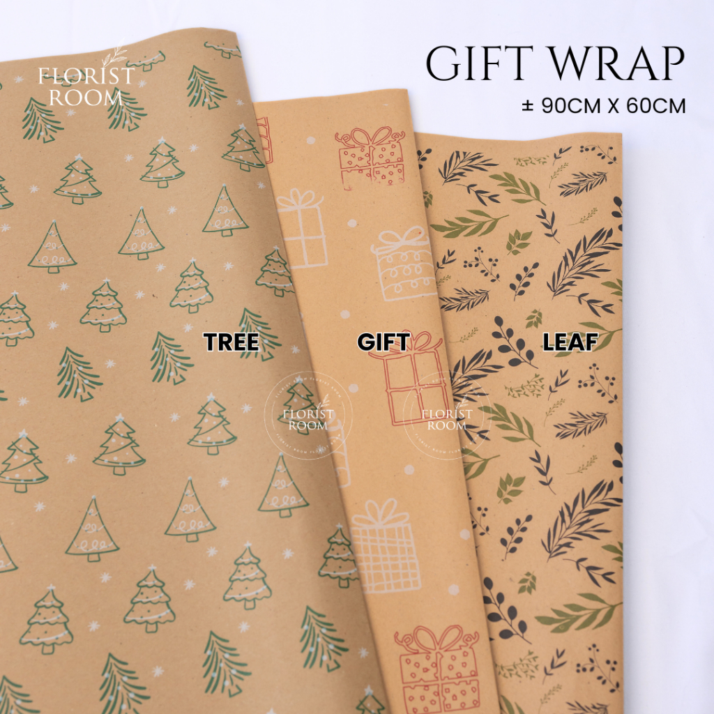 

3 lembar Christmas Gift Wrapping - Kertas Kado Natal - Hampers - Kraft Paper Motif - Vintage - Hadiah Gift