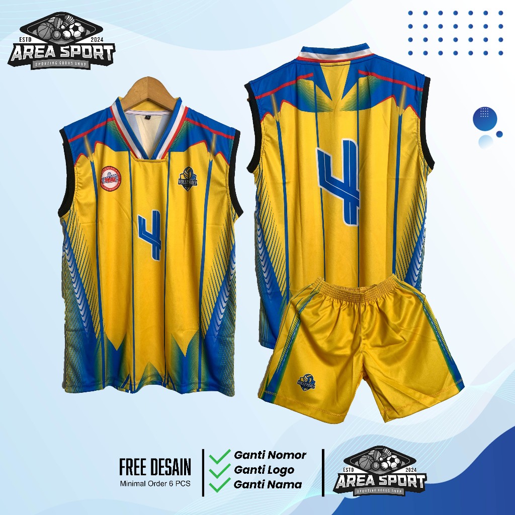 Jersey Voli Cowok Cewek Kaos Team Stelan Singlet  Fullprint. Free Nama dan Nomor Punggung | Area(19)