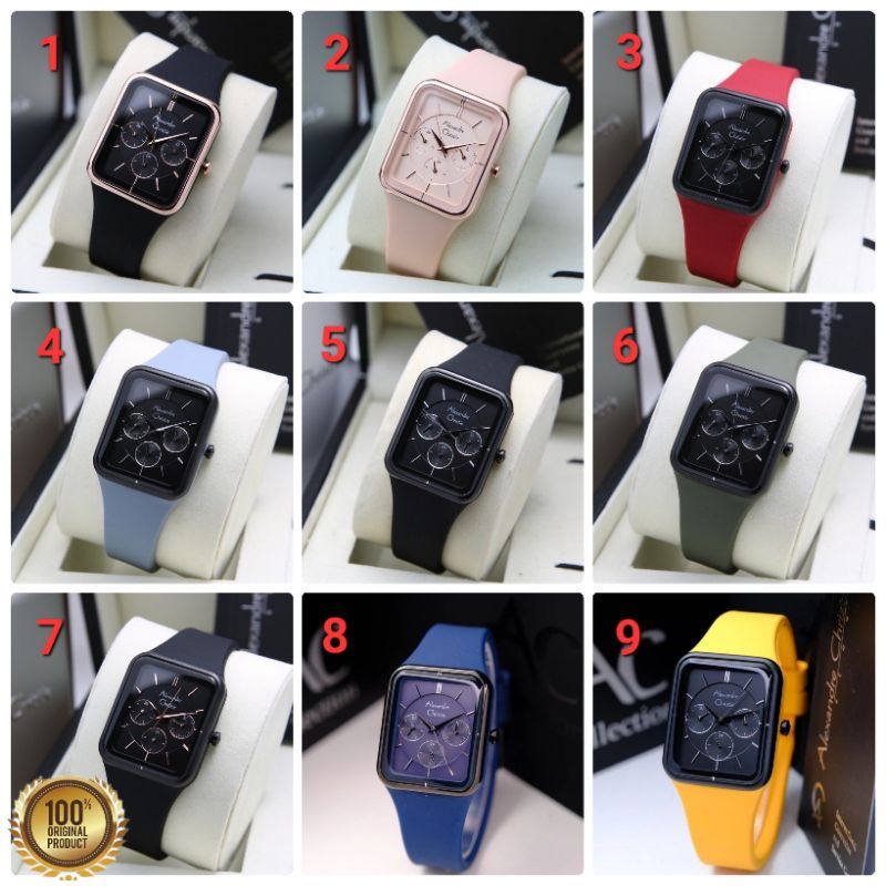 ✓ORIGINAL GARANSI RESMI 1 TAHUN JAM TANGAN WANITA ALEXANDRE CHRISTIE CEWEK ANALOG RUBBER STRAP ALEXA
