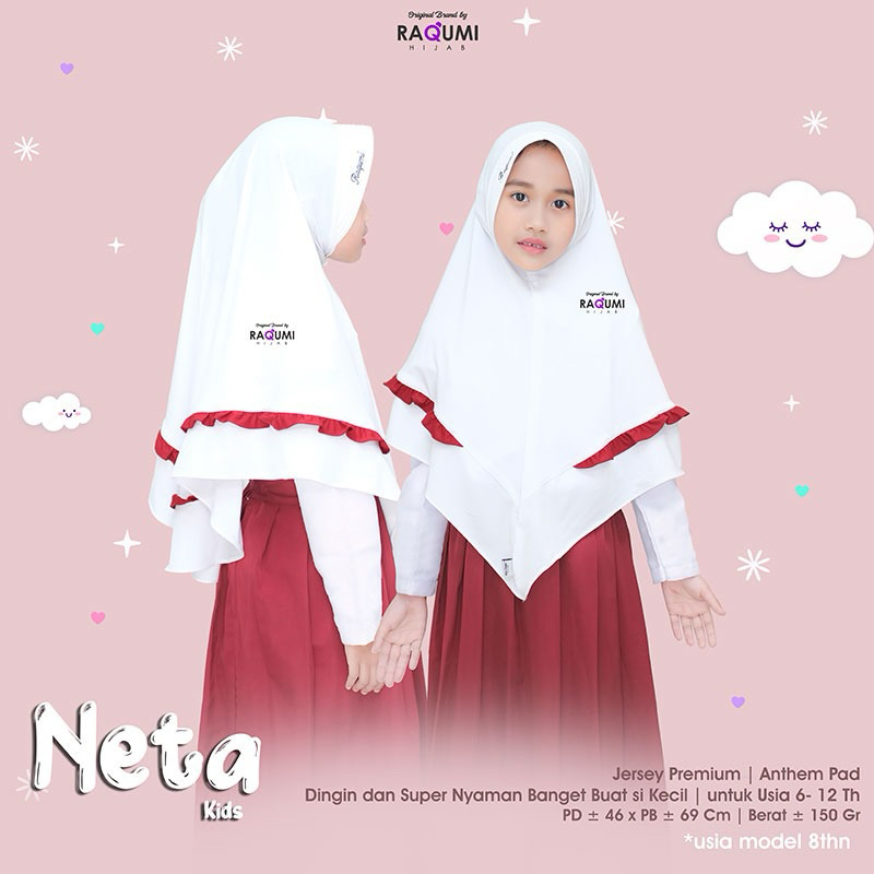 NETTA KIDS BRAND ORI BY RAQUMI // HIJAB KIDS // HIJAB ANAK // HIJAB SEKOLAH // HIJAB WHITE