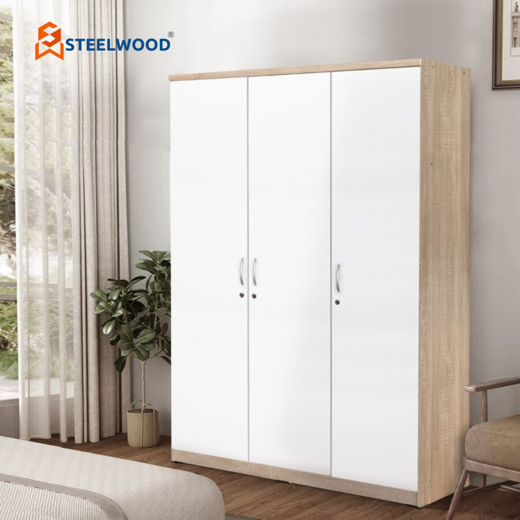 STEELWOOD ||  LEMARI BAJU 3 PINTU/LEMARI PAKAIAN/LEMARI KAYU/LEMARI GANTUNG