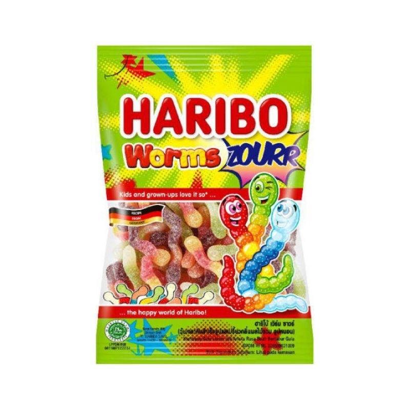 

HARIBO WORMS ZOURR 80GRAM IMPORT GERMAN PERMEN JELLY