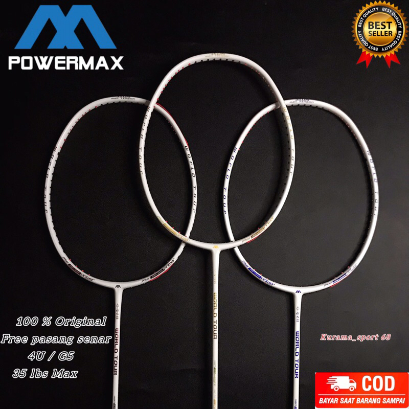 RAKET BADMINTON BERKUALITAS POWERMAX WORLD TOUR ORIGINAL 100%