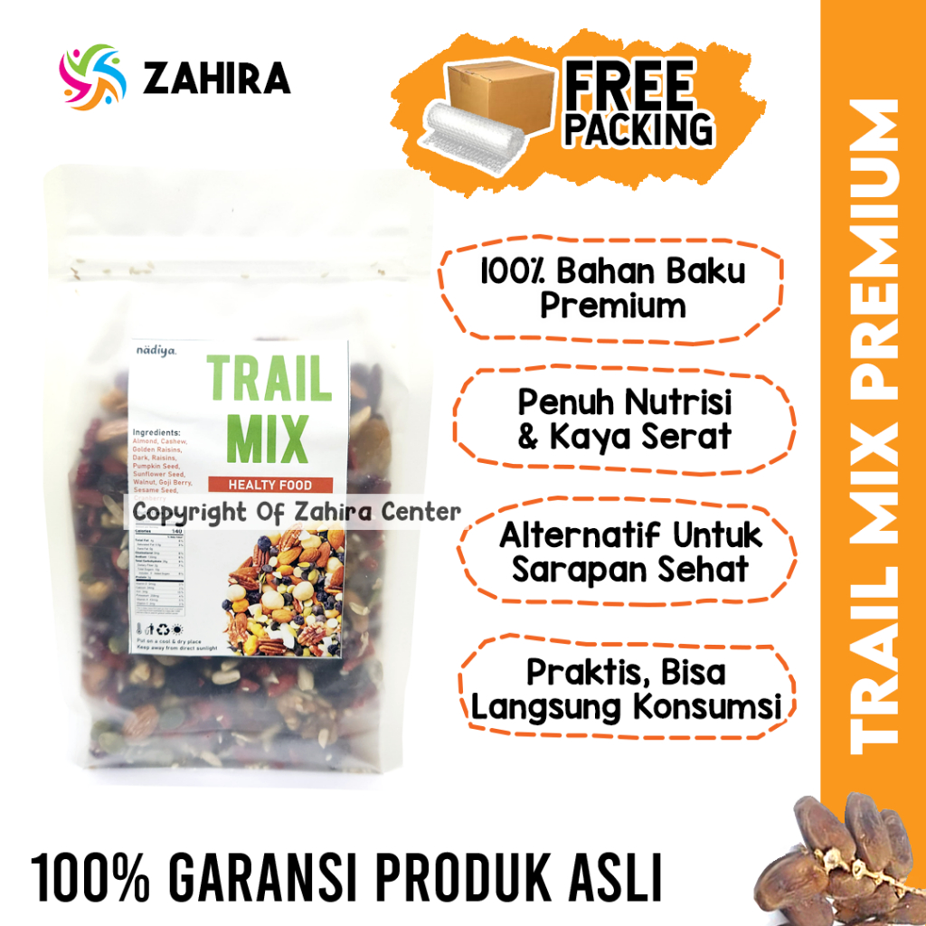 

TRAIL MIX Original 1Kg Dried Fruit Almond Roasted Golden Dark Raisins Kaya Serat Sarapan Sehat Tubuh