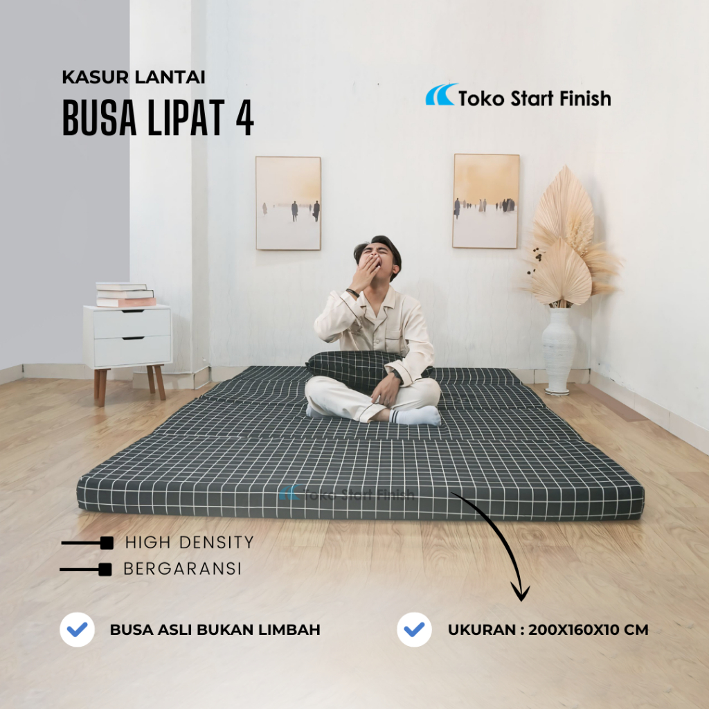 Kasur Busa Lipat 4 Ukuran 200 x 160 Tebal 10cm | Matras Kasur Lipat Tebal Empuk