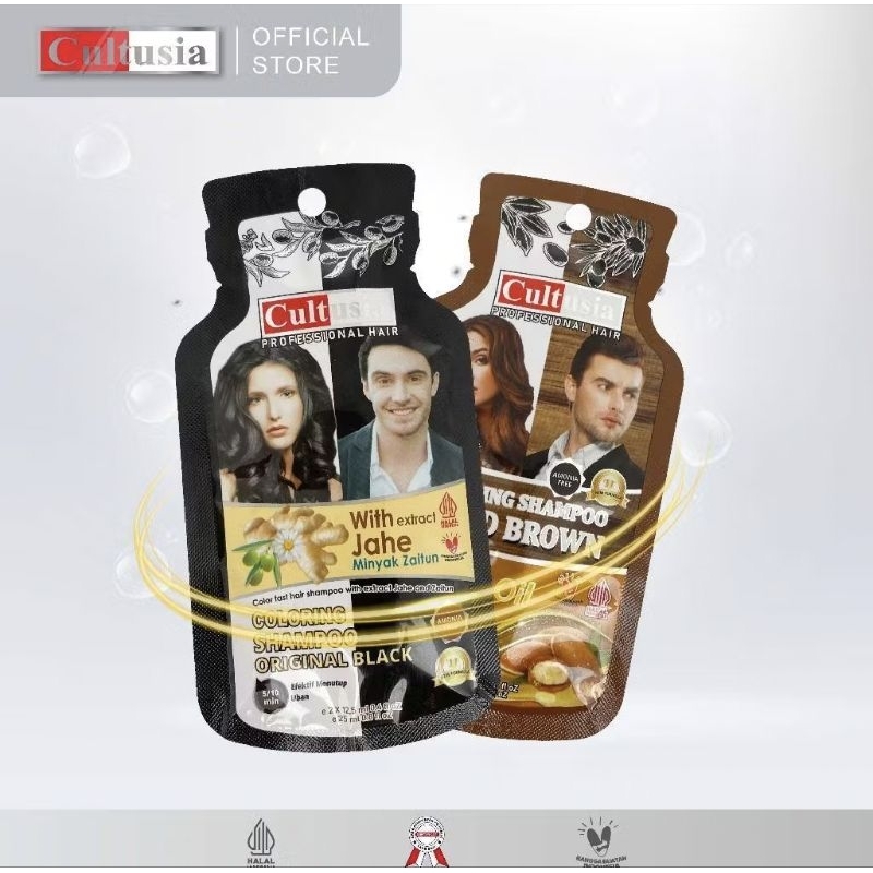BLACK SHAMPOO CULTUSIA SEMIR RAMBUT  SACHET PEWARNA RAMBUT HITAM COKLAT BIRU PENYAMAR UBAN SMIR CAT