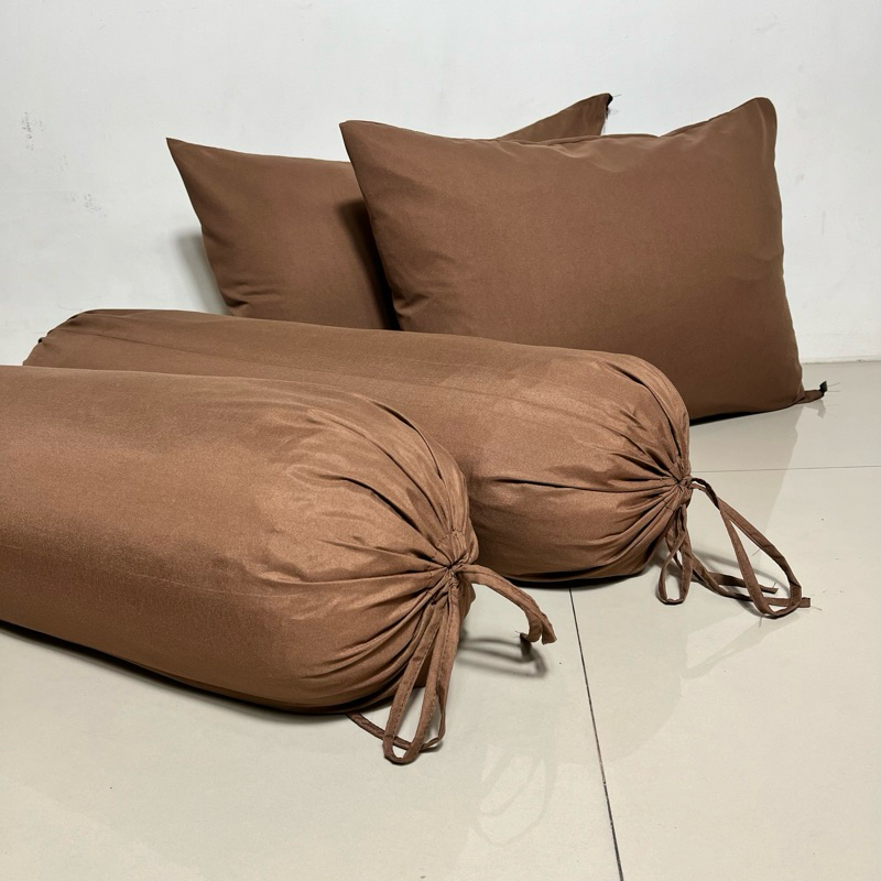 [4 pcs] Sarung Bantal Guling Resleting Alusan