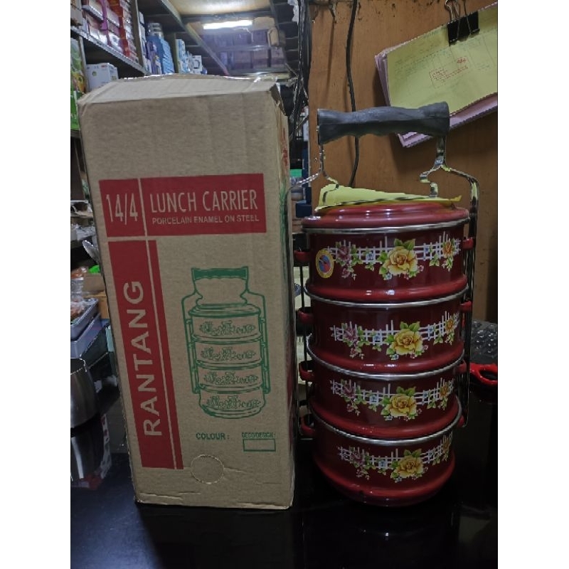 Rantang Enamel Jadul Kembang Merah Susun 4