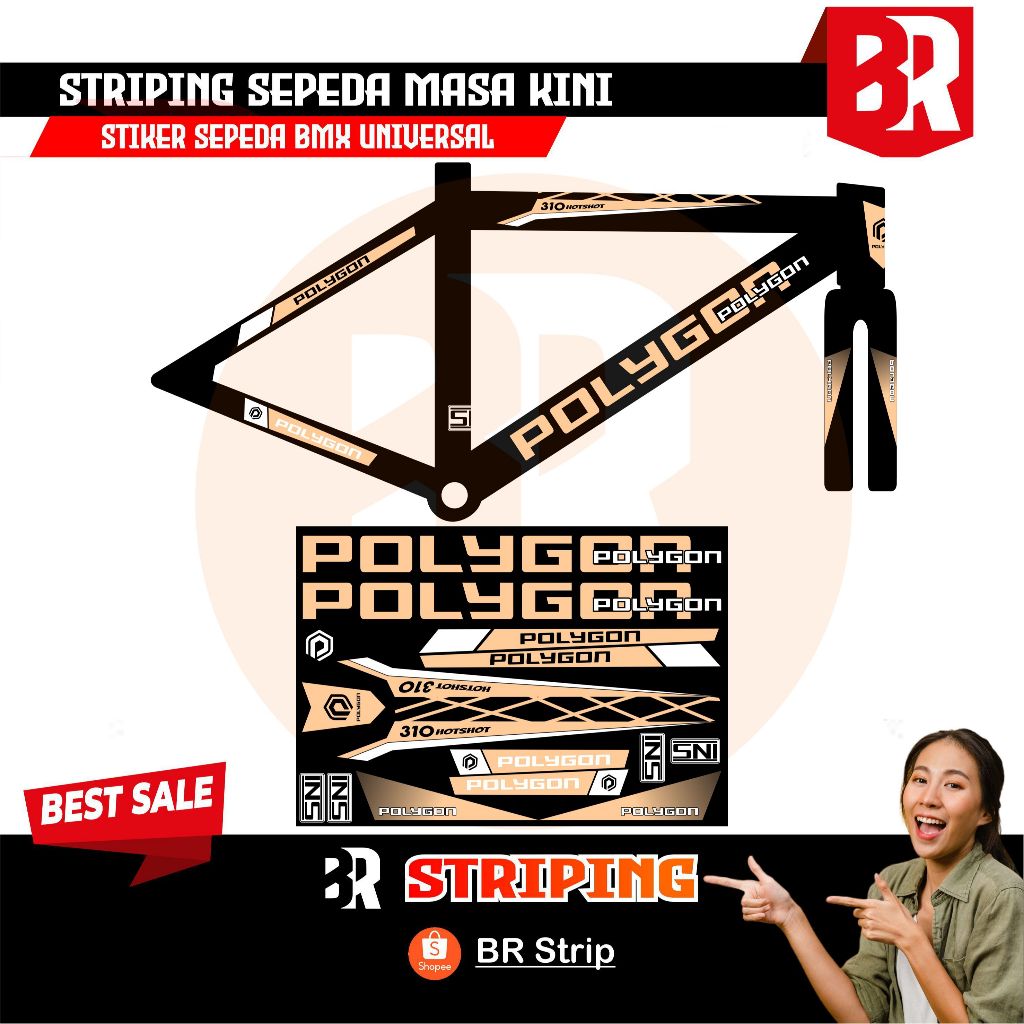 NEW stiker striping sepeda BMX 18 20 polygon decal glossy lentur anti air