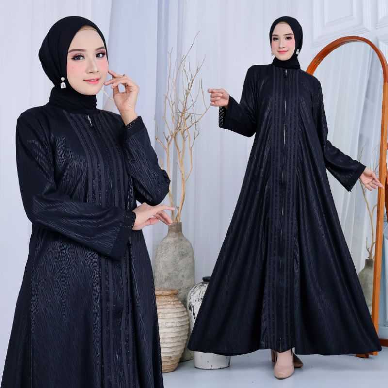 Hana Muslim gamis abaya polos full payet fashion muslimah