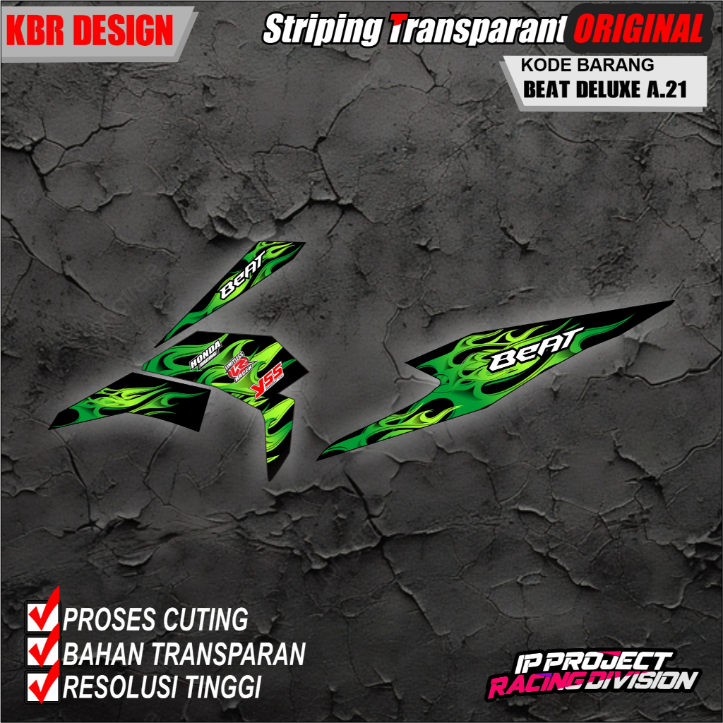 (COD) STIKER STRIPING ORIGINAL MOTOR HONDA BEAT DELUXE 2021-2023  HOLOGRAM DAN TRANSPARAN KODE A.21