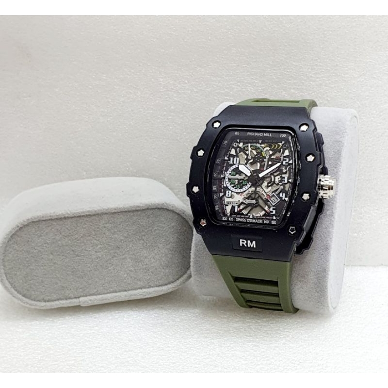 (BISA COD) JAM TANGAN PRIA - RM  RM35-01 - TALI BAHAN RUBBER - TANGGAL AKTIF - DIAMETER 4.5cm
