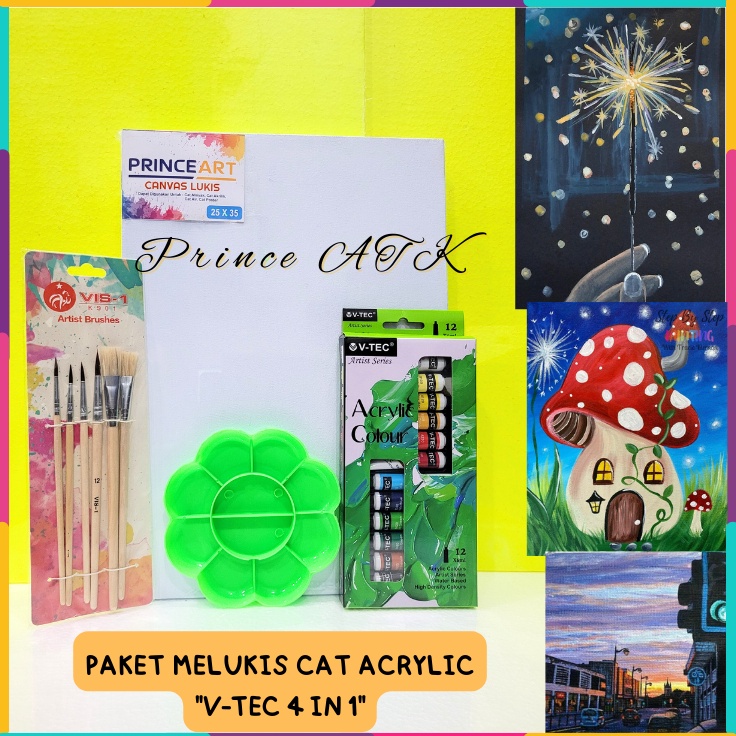 

Pabrik Resmi PAKET MELUKIS CAT ACRYLIC VTEC 4 IN 1