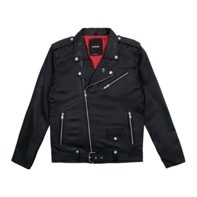 jacket kulit double kerah MATERNAL crudos