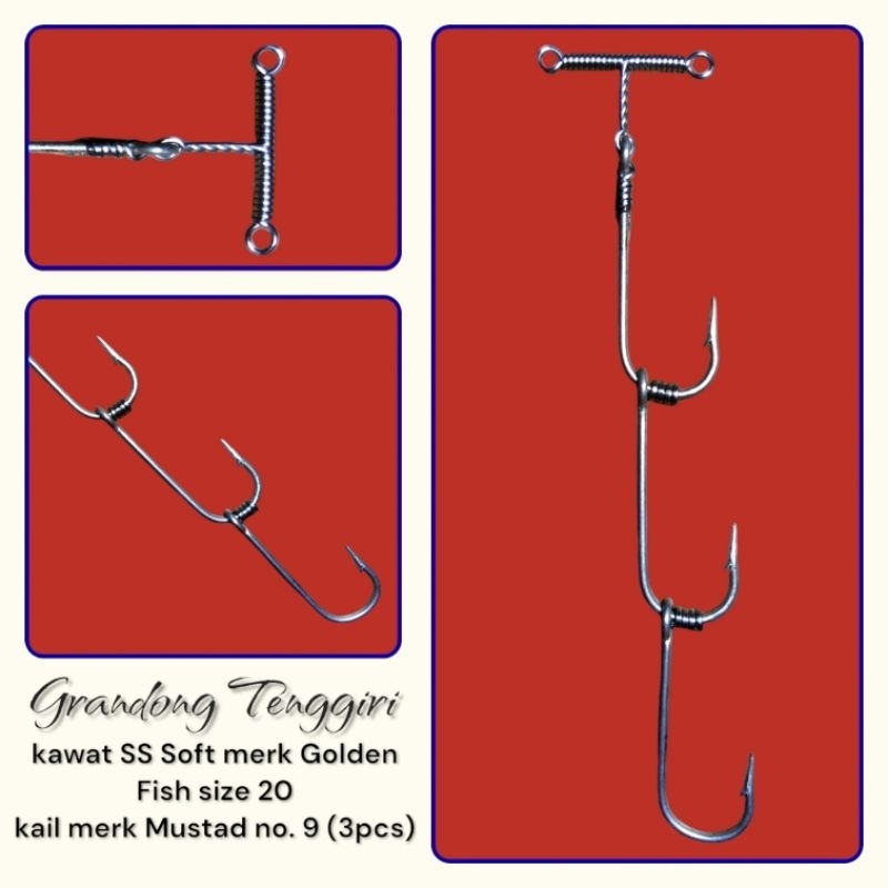 Rangkaian pancing grandong tenggiri (3 kail)