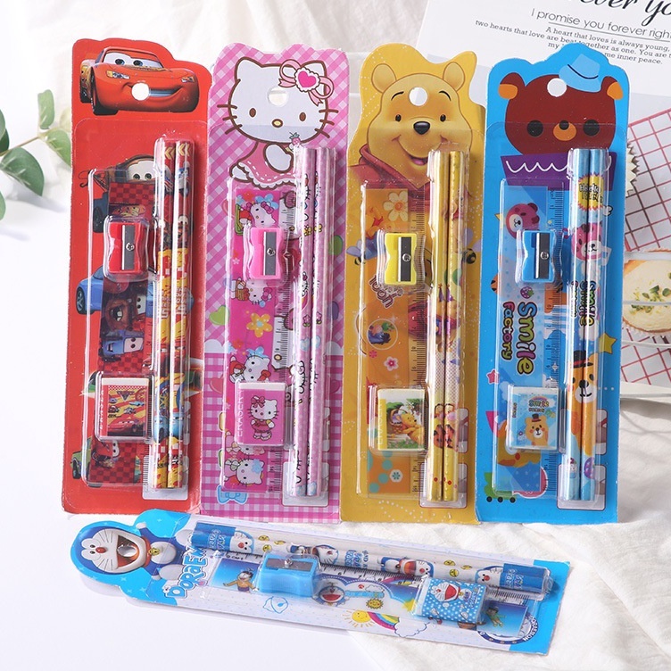 

Hot Quality Alat Tulis Anak Lucu 1 Satu Set Lengkap Pensil Pencil Rautan Lancaran Penghapus Penggaris