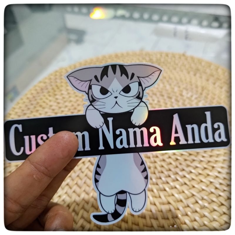 

sticker custu nama anda sendiri, kucing lucu