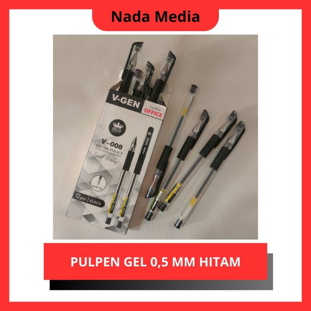

1 Pcs Pulpen Pena Gel Murah Vgen V-008 Hitam 0,5 MM