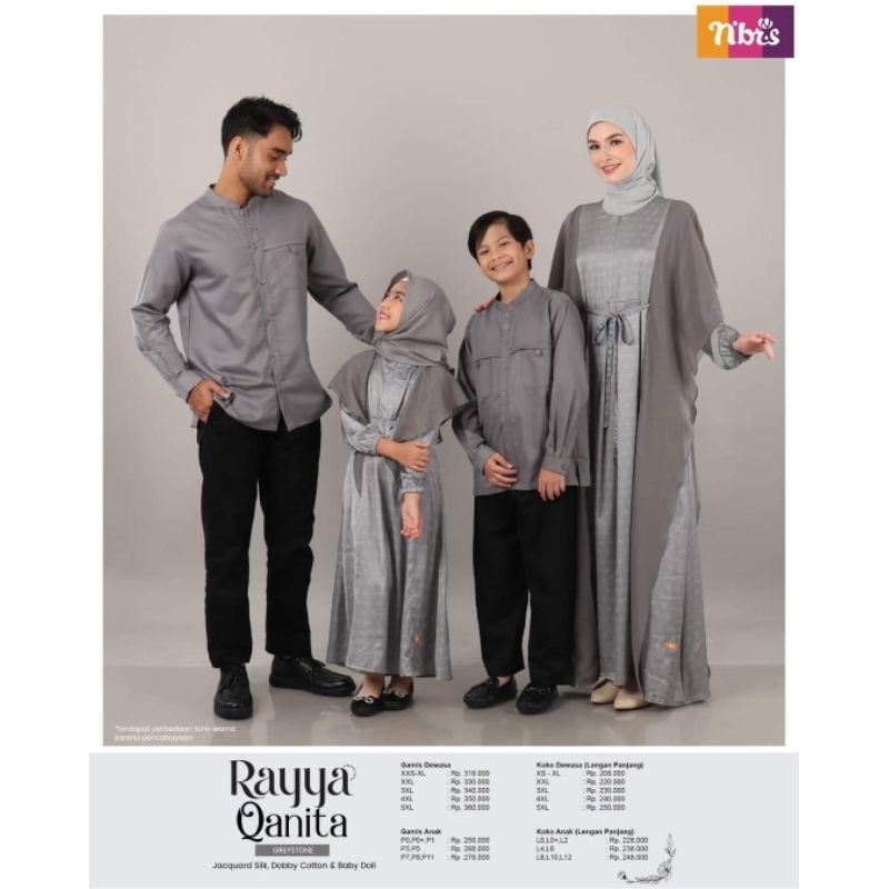 SALE 50% SARIMBIT NIBRAS RAYYA SERIES QANITA GREY STONE NIBRAS.GAMIS ANAK NIBRAS gamis nibras terbar