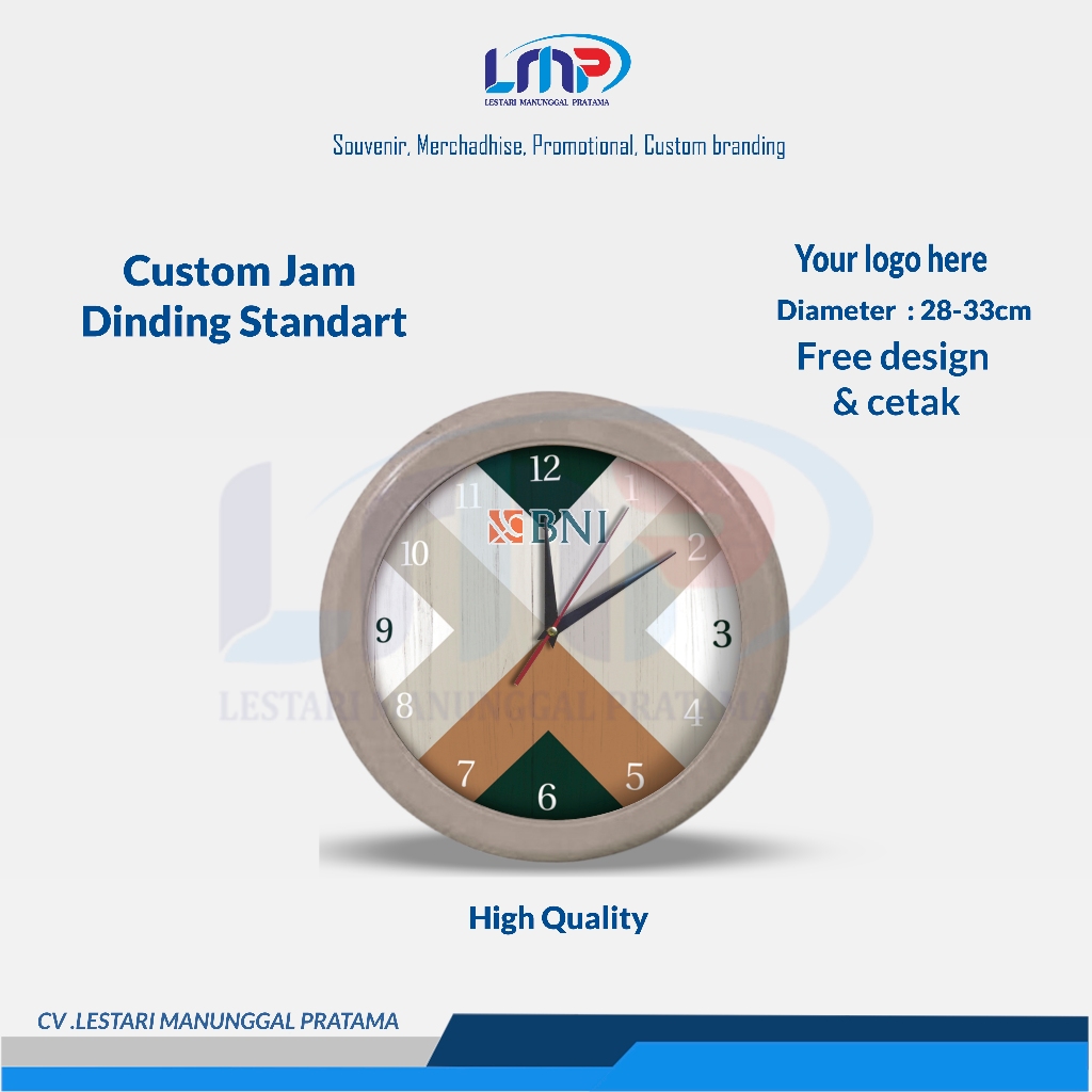 LMP  LESTARI SOUVENIR - Merchandise Souvenir Custom Jam Dinding Standart Code#1005 | Souvenir Jam Di