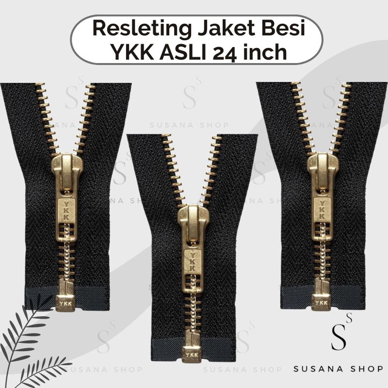Resleting Jaket Besi YKK ASLI Bolak Balik 24 inch (60 cm) / Resleting Jaket Kuningan YKK