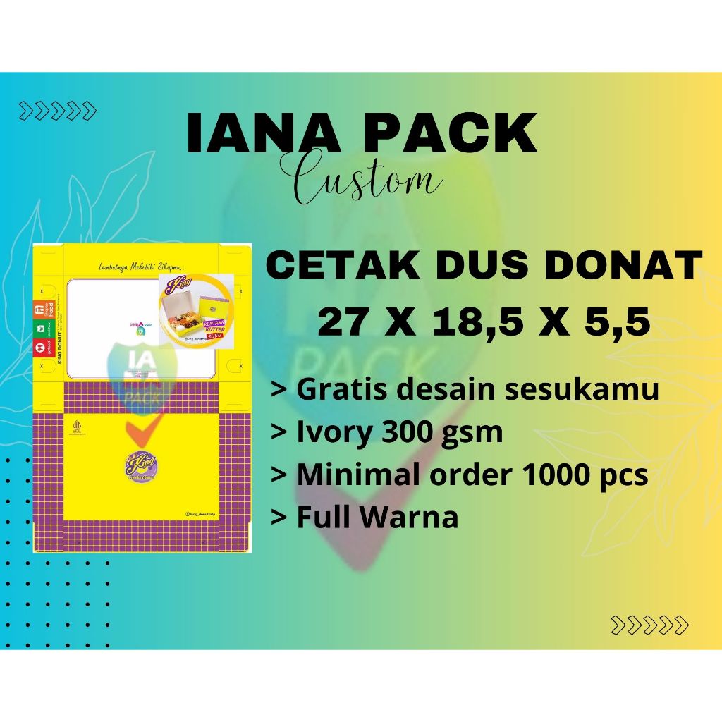 Dus Donat Custom Full Warna 27 x 18,5 x 5,5 / Cetak Custom Dus Donat Besar