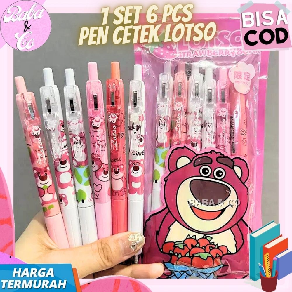 

PEN LOTSO CETEK 1 PACK 6pcs PULPEN CETEK MEKANIK LOTSO BERUANG PINK UNIK LUCU PULPEN LOTSO MEKANIK 1 SET 6 PCS