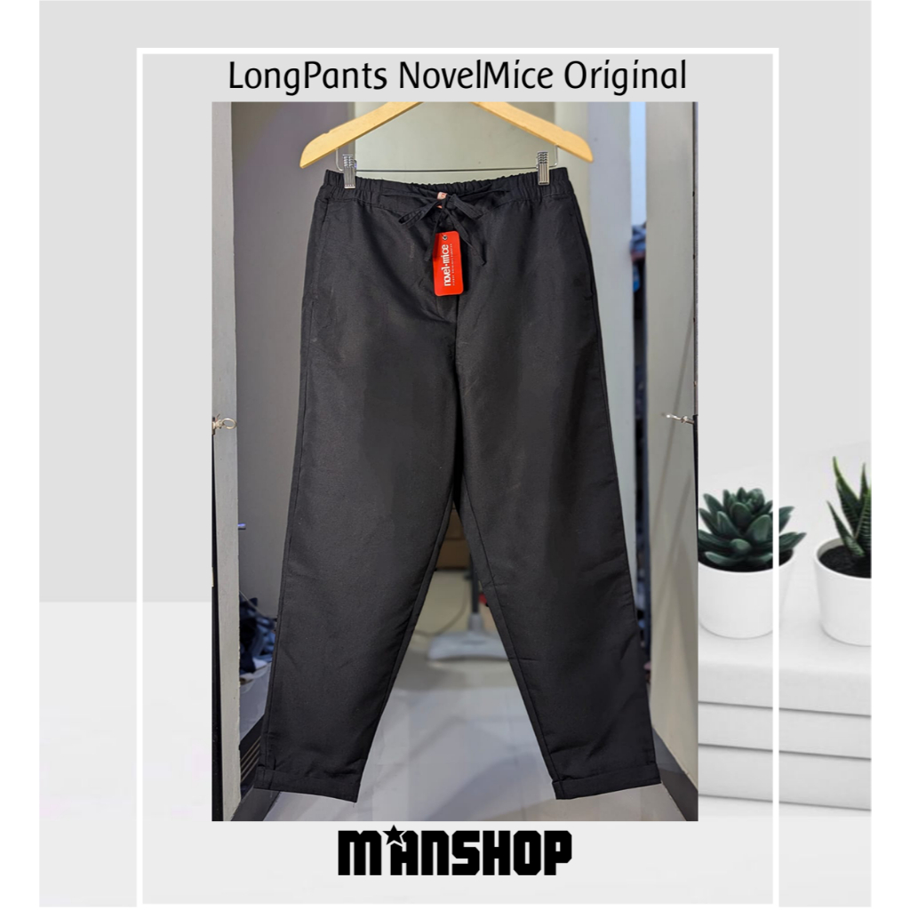 NovelMice Cotton Black Casual Pants Novel Mice Celana Katun Kasual Wanita Original Hitam