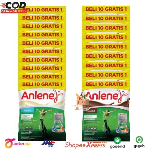 

[ JSO ] Anlene Actifit Gold Susu Bubuk Cokelat Vanila Renceng Isi 10+1 Tinggi Kalsium Vitamin D Rendah Lemak Anlin