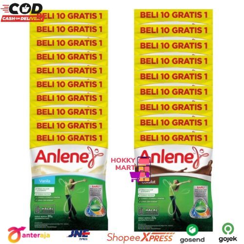 

[ HOKKY ] Anlene Actifit Gold Susu Bubuk Cokelat Vanila Renceng Isi 10+1 Tinggi Kalsium Vitamin D Rendah Lemak Anlin