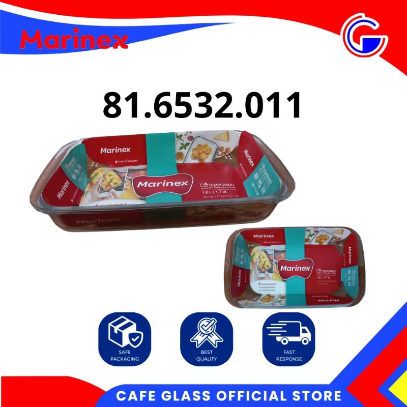 LOYANG KACA PERSEGI 1.6L MARINEX | TAHAN PANAS TEBAL IMPORT | WADAH SAJI | PRASMANAN BAKING 6532
