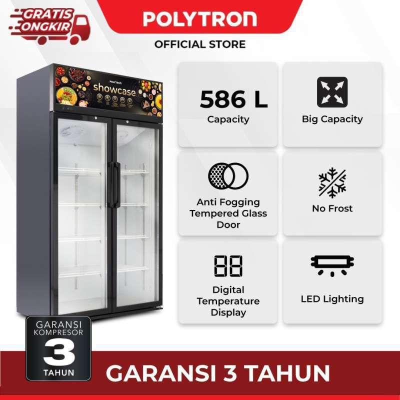 SHOWCASE POLYTRON 2 PINTU SCN-610 JUMBO 568 LITER