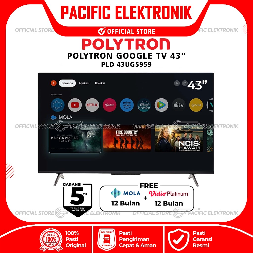 TV LED Polytron Android GoogleTV 4K UHD 43inch 43UG5959