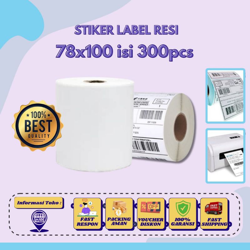 

Kertas Label Stiker Thermal 80x100 78x100 mm Stiker Resi Pengiriman 78X100 1Roll isi 300 Lembar Kertas Resi Barcode A31
