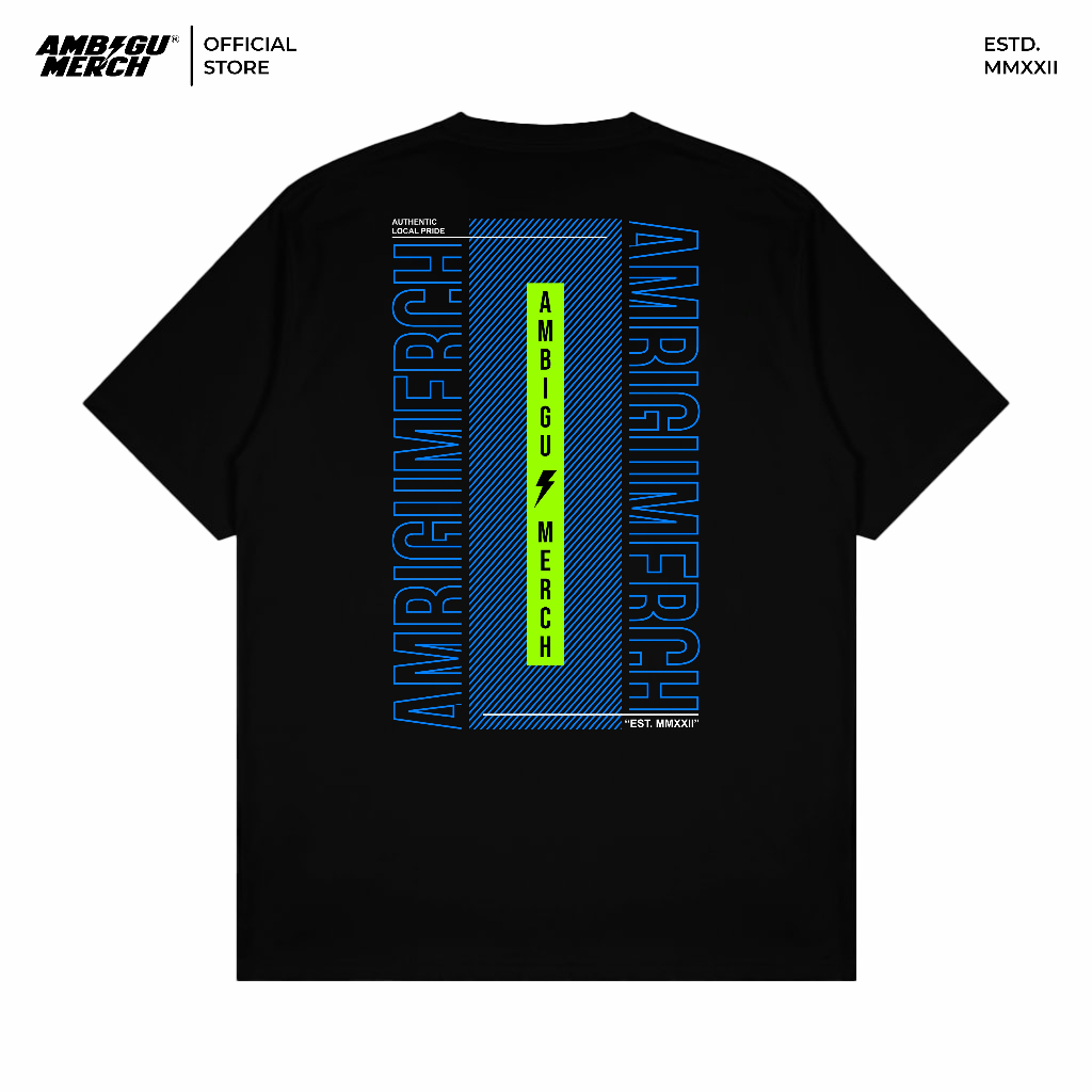 AMBIGU Tshirt Pria Lime Kaos Distro Katun Combed - Black