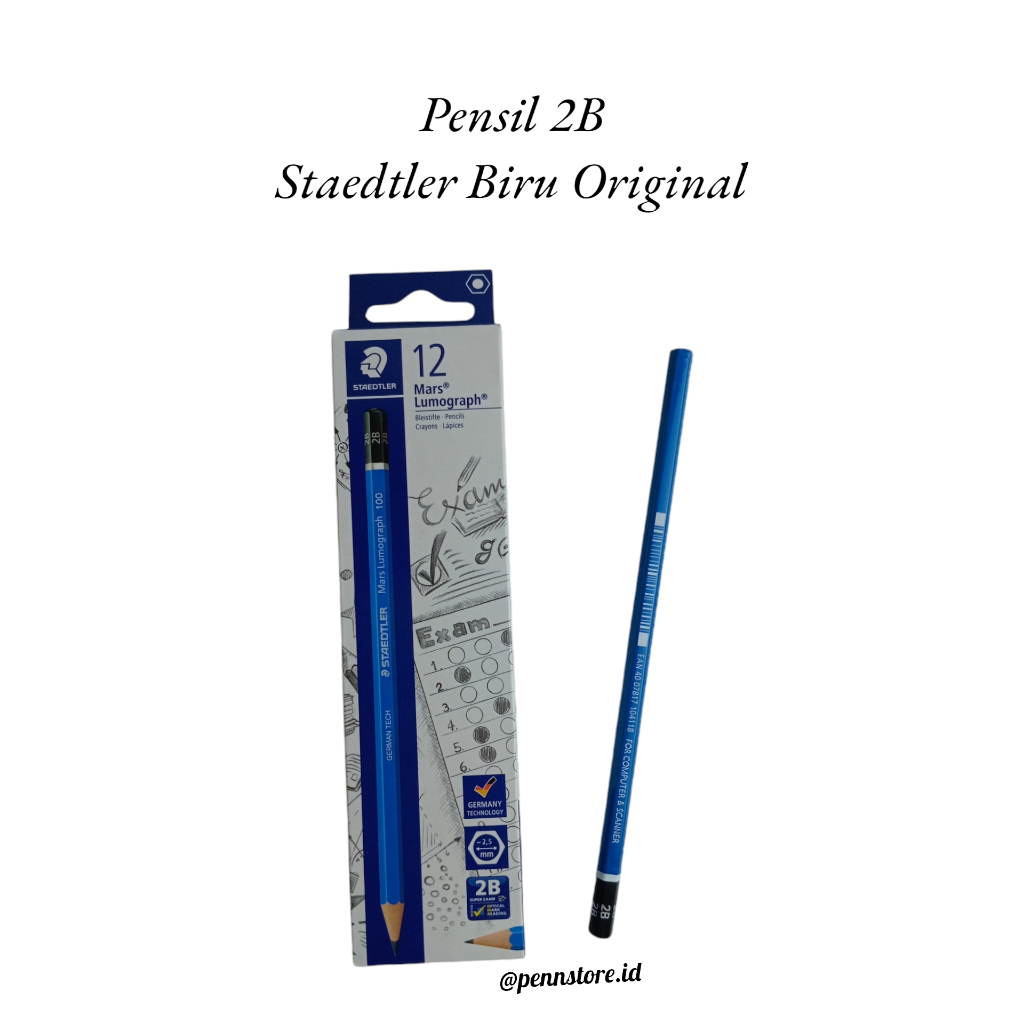 

(ecer=pcs) Pensil 2B Staedtler Biru Original - Pensil Ujian untuk Komputer dan Scanner