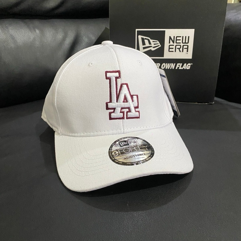 [BISA COD] TOPI BASEBALL KOREA LA korea WHITE RED BASEBALL CAP FREE BOX