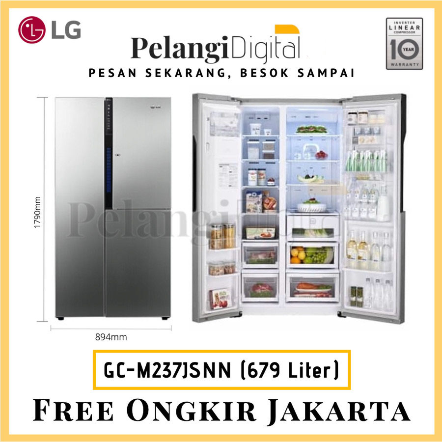 PROMO CUCI GUDANG LG GC-M237JSNN Kulkas Side-by-Side Door-in-Door
