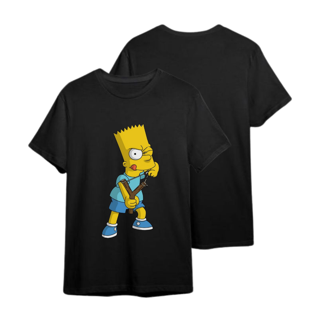 Baju Kaos putih Korea Motif Print simpson wanita/Cewek | pria/cowok  Remaja Dewasa Leher Bulat Bahan