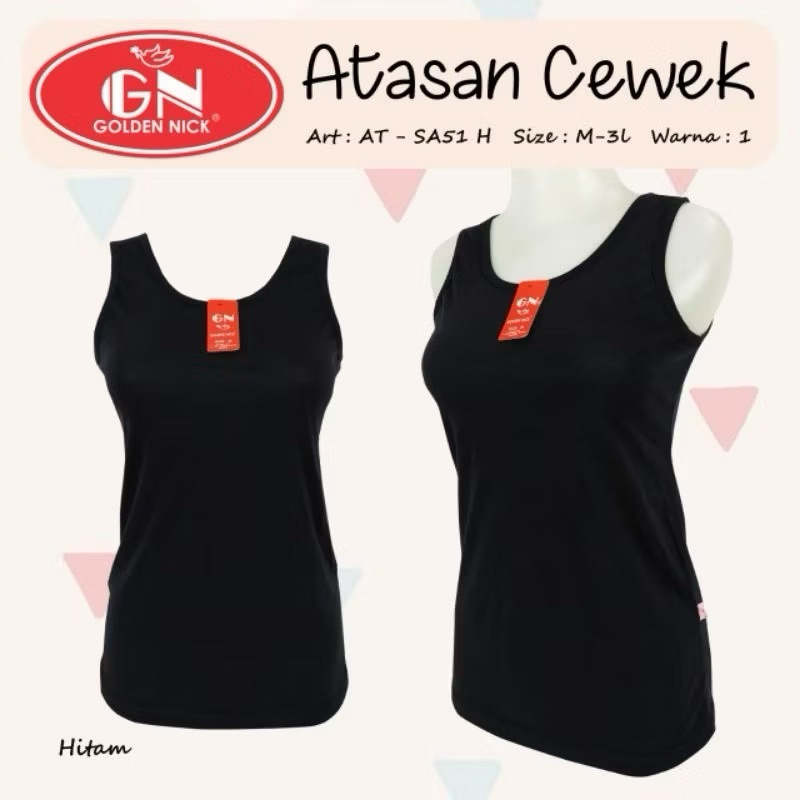 Tanktop Tank Top Atasan TALI BESAR Wanita Perempuan Remaja Dewasa Golden Nick Khusus Hitam dan Putih